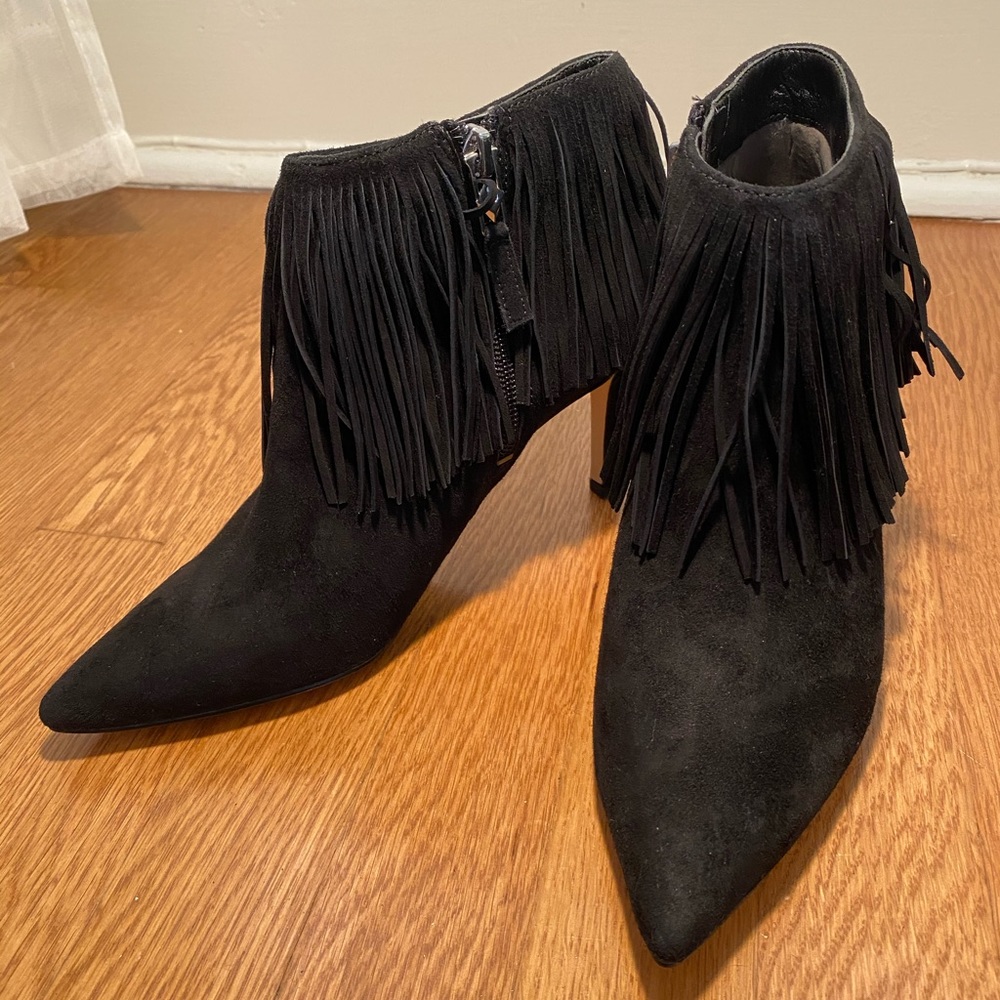 NEW Sam Edelman Kandice Fringed Suede Black Bootie